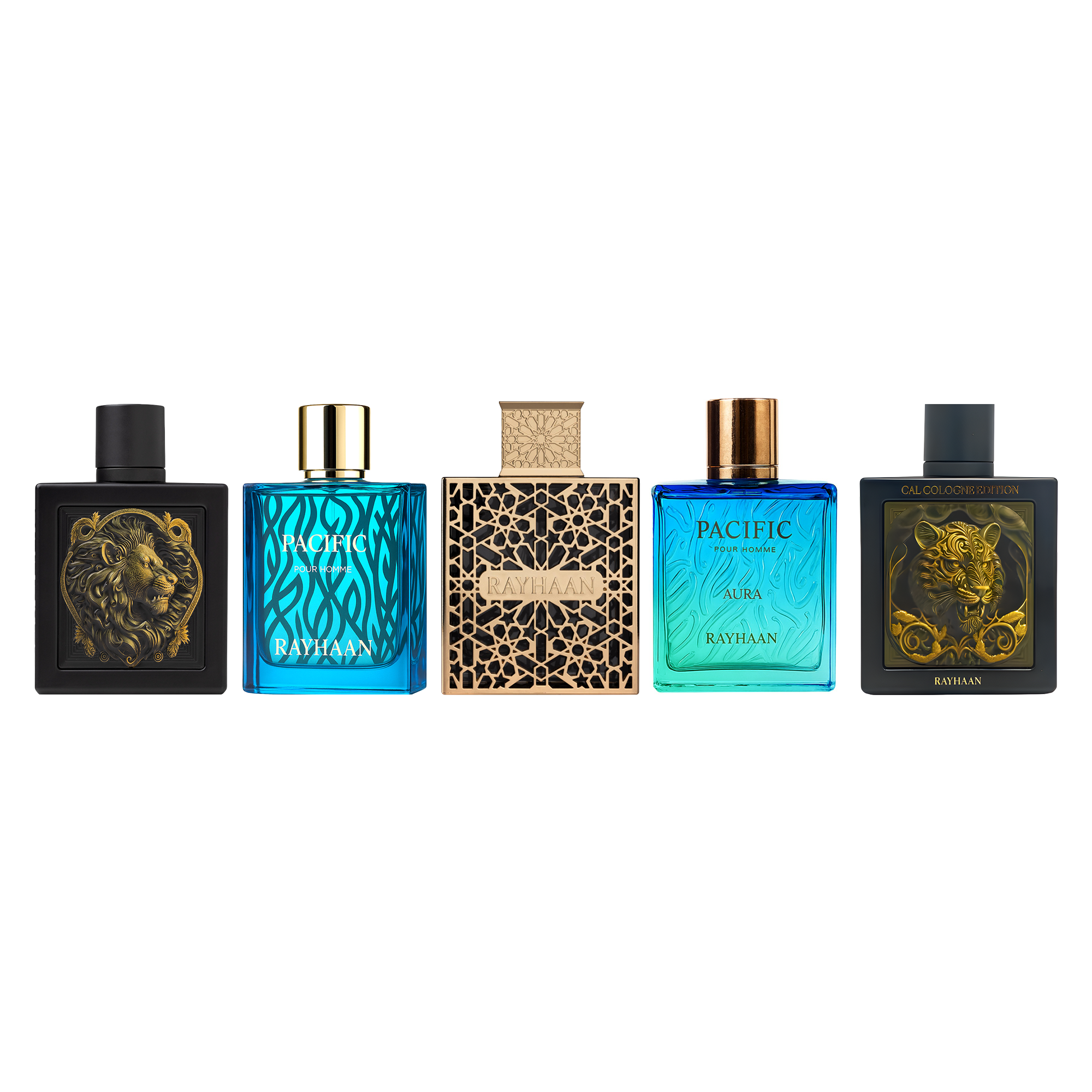 Rayhaan Ultimate 5 PC (Pacific Aura, Elixir, Tiger, Pacific & Lion) Fragrance Bundle for Men