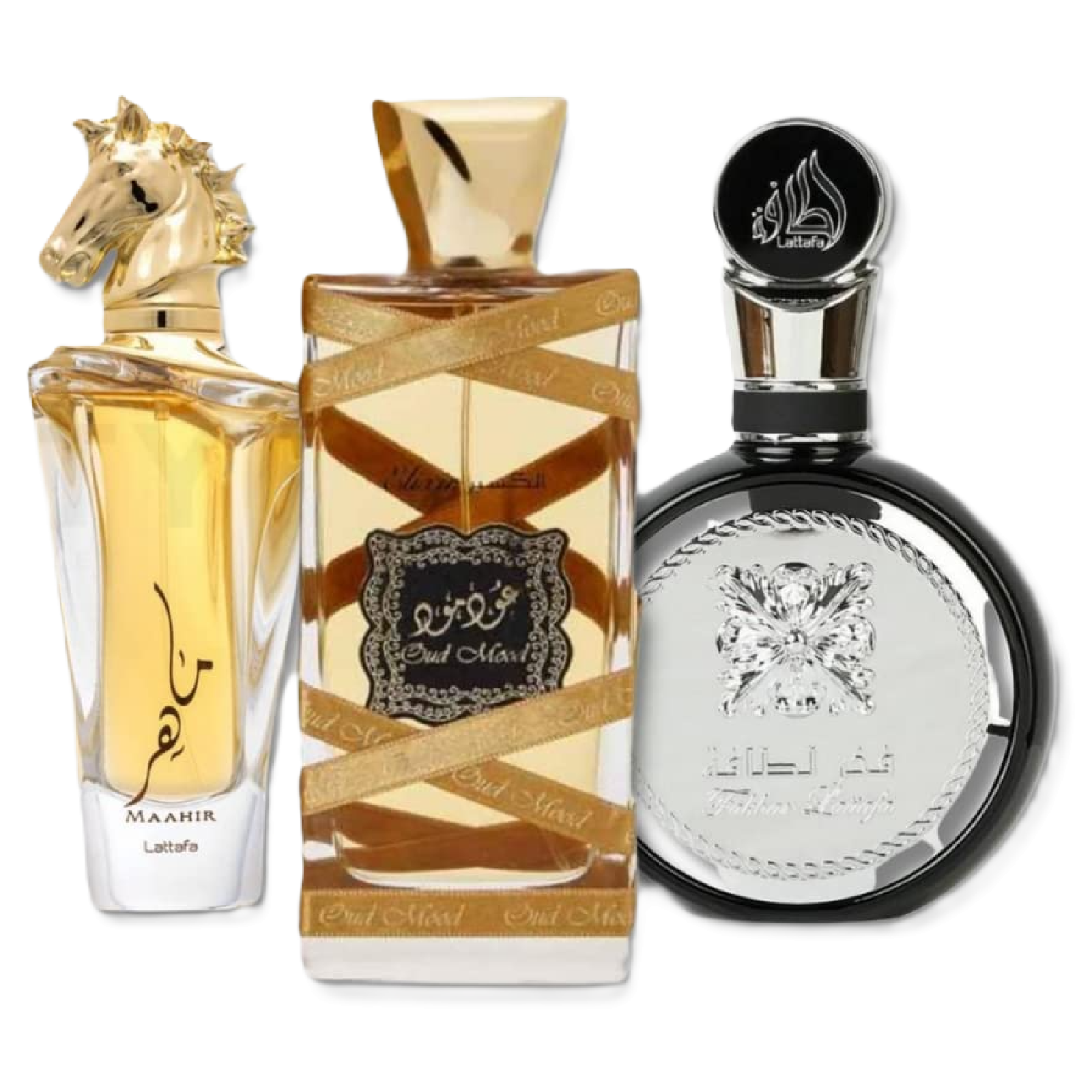Lattafa Maahir, Fakhar Men & Oud Mood Elixir Fragrance Bundle for Everyone