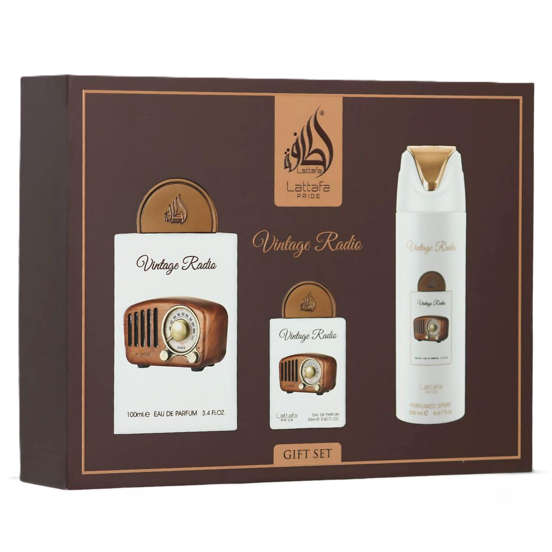 香水(ユニセックス) LATTAFA PRIDE VINTAGE RADIO GIFT SET Lattafa Pride Vintage Radio Gift Set - Unisex Aromatic Luxury