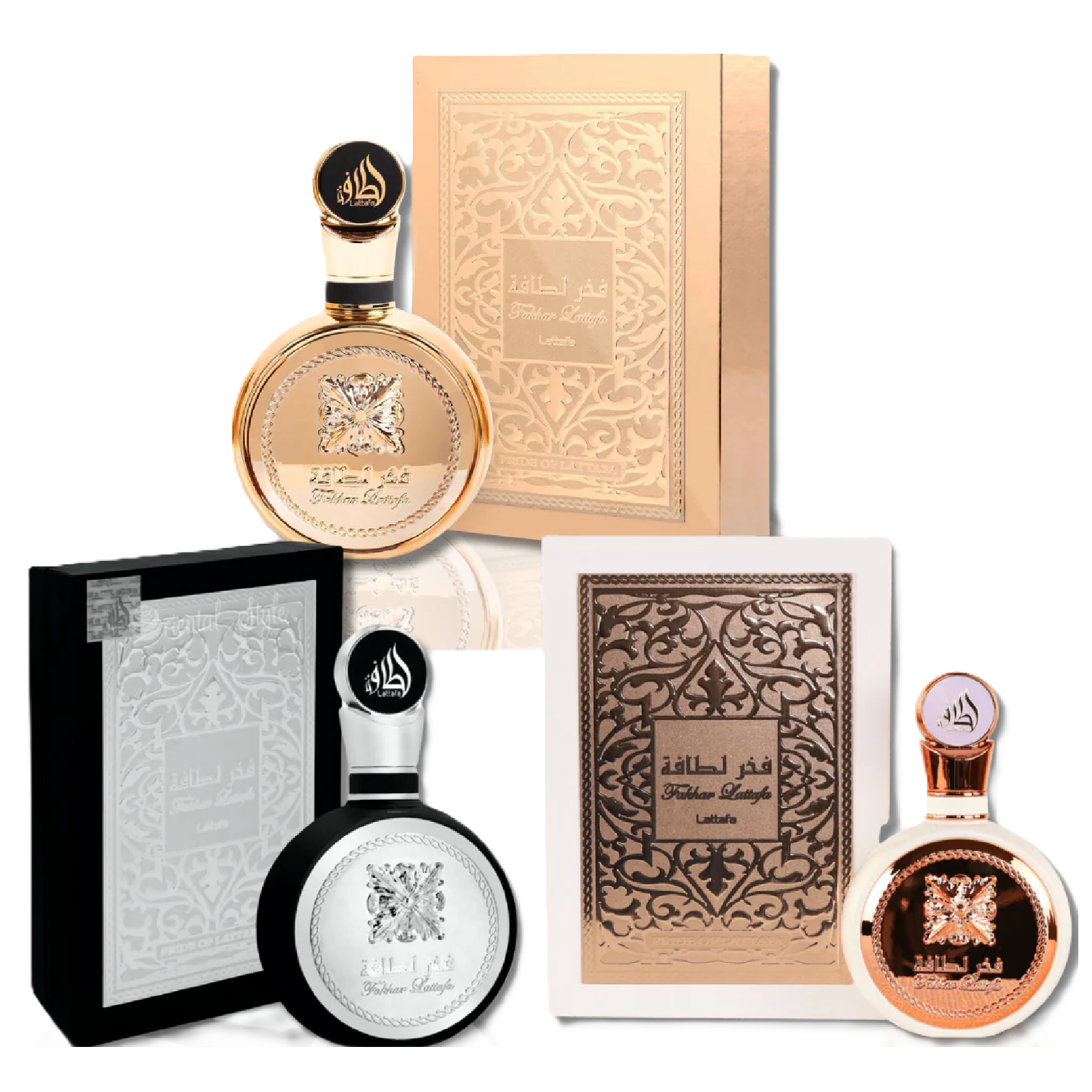 Lattafa Fakhar Men,Women & Fakhar Gold Extrait Fragrance Bundle for Everyone