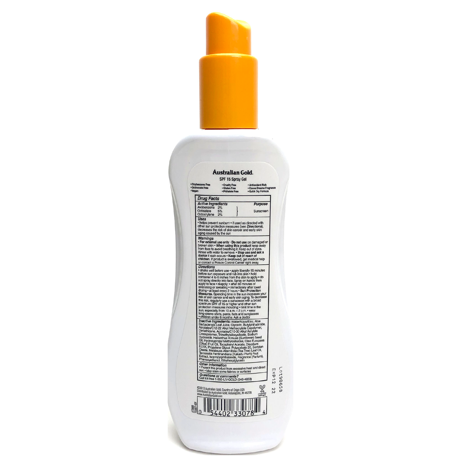 Australian Gold Ultimate Hydration Spray Gel Sunscreen SPF 15