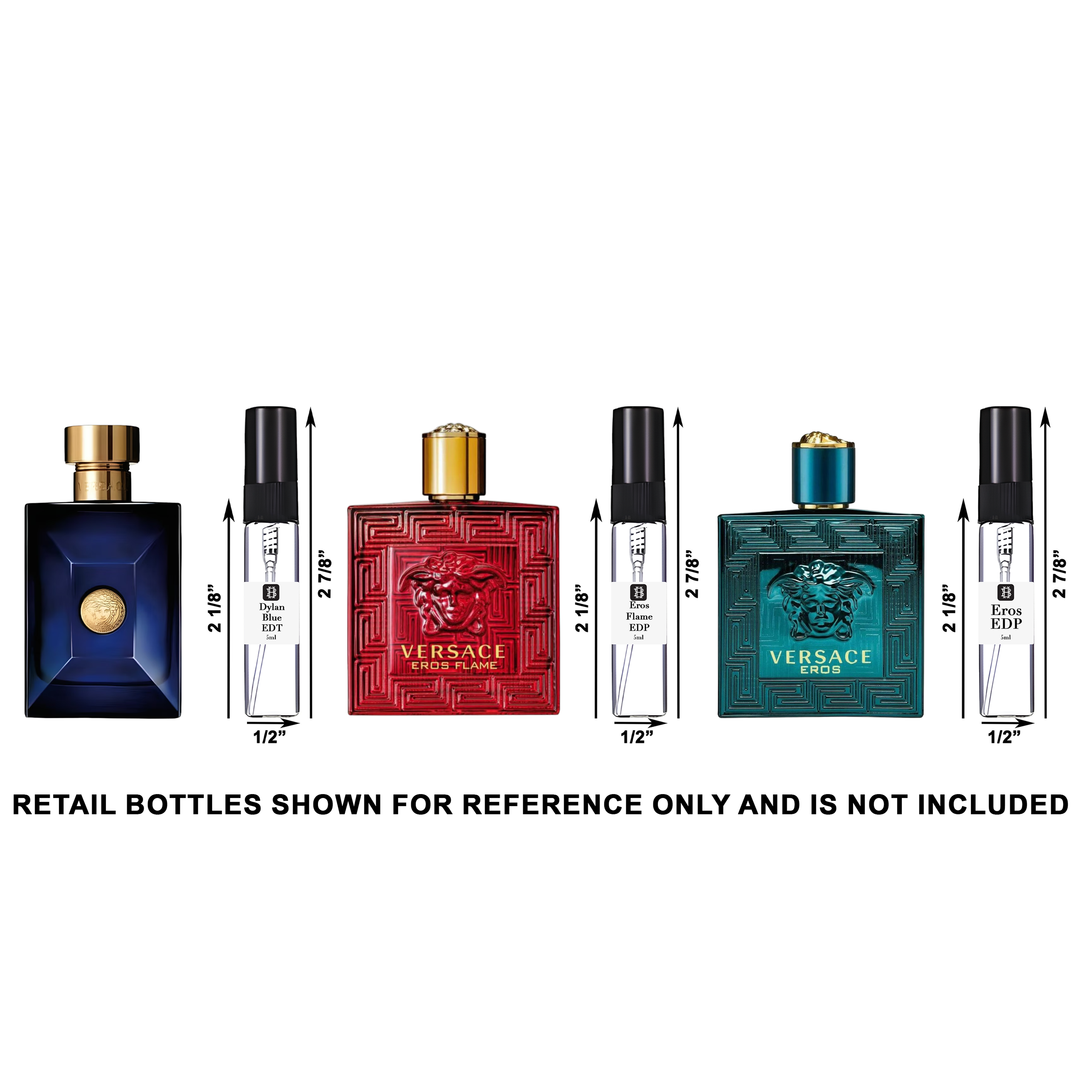 Versace Dylan Blue, Eros Flame & Eros Decant Bundle