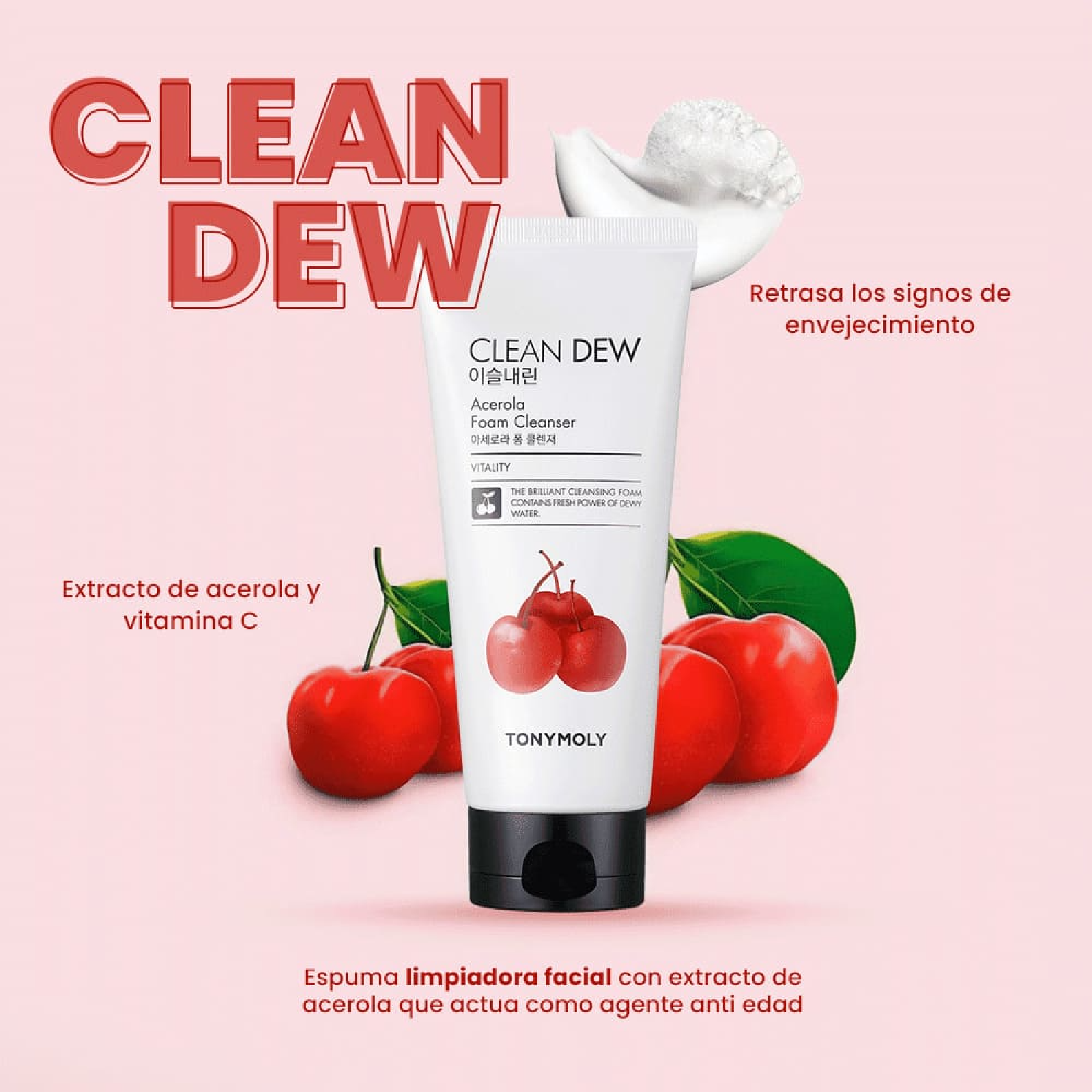 Tonymoly Clean Dew Vitality Acerola Foam Cleanser