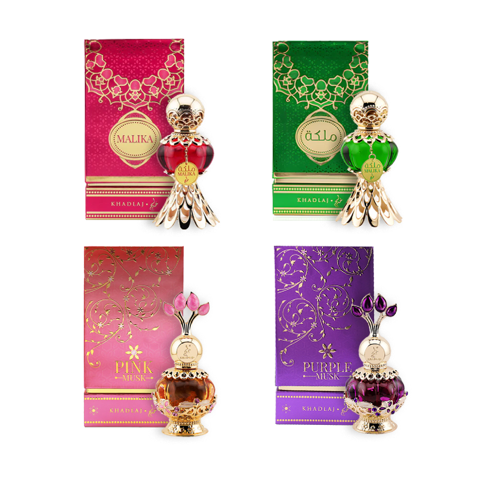 Khadlaj Malika 4pc Concentrated Perfume Oil Collection Gift Set for Women