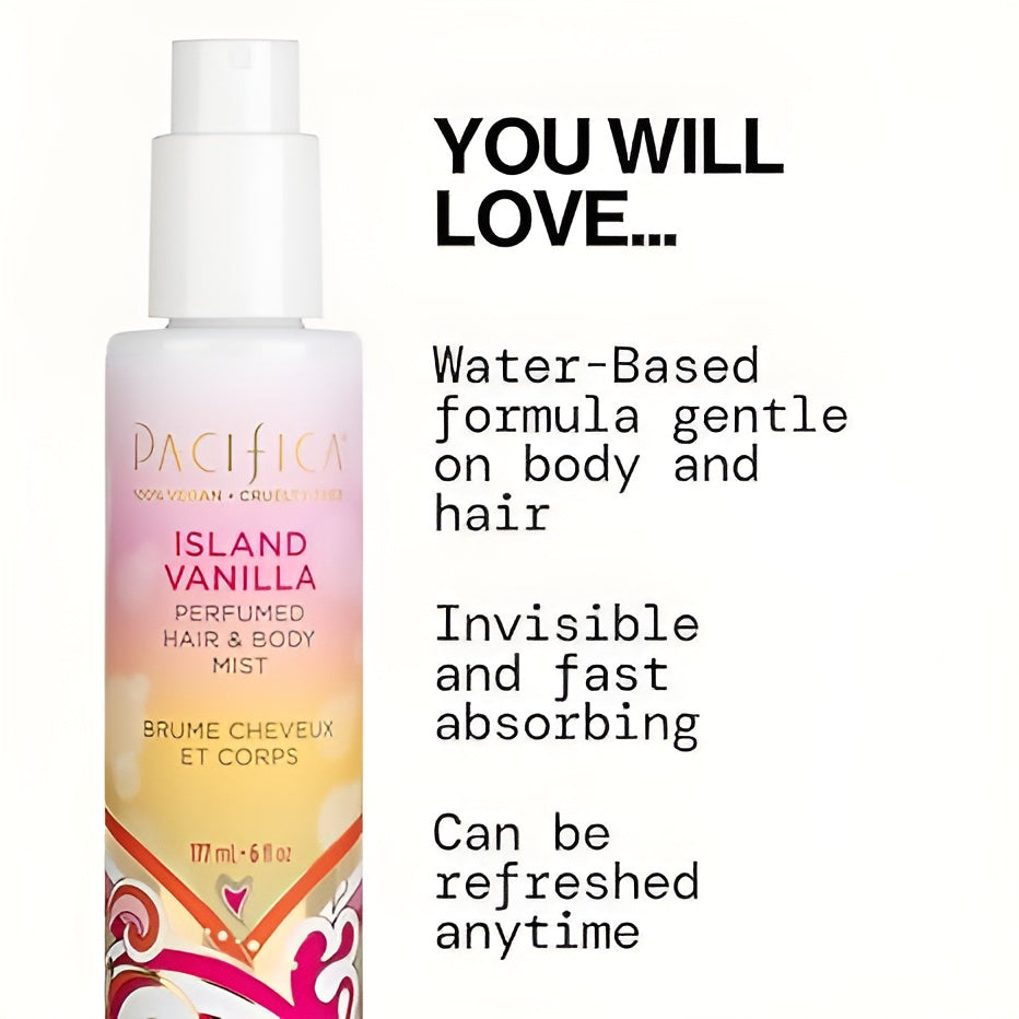 Pacifica Island Vanilla Perfumed Hair and Body Mist for Women