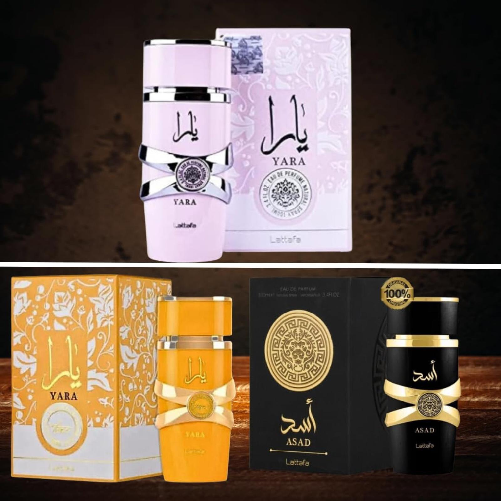 Lattafa Yara, Yara Tous & Asad Fragrance Bundle for Everyone