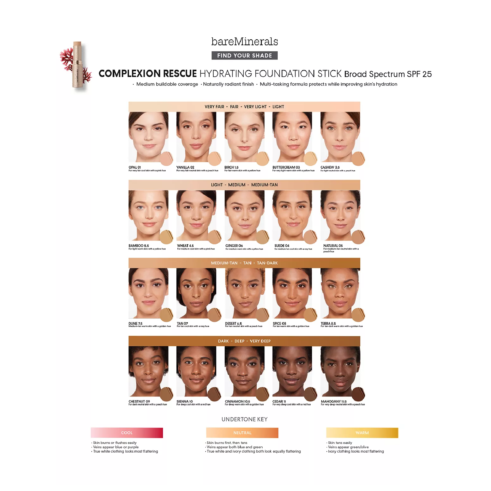 Bareminerals Complexion Rescue Hydrating Foundation Stick Spf 25 for Women